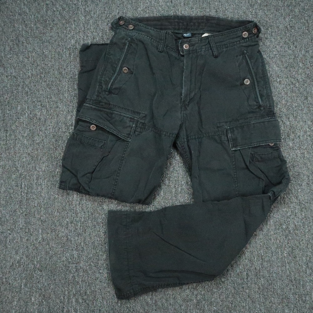 VINTAGE Polo Ralph Lauren Pants Men 31x28 Black Cargo Military Utility Distress